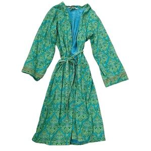 Victoria's Secret Y2K 2005 Green Blue Terrycloth Lined Cotton Bath Robe